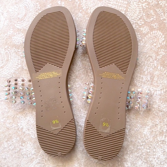 Brand New Steve Madden Blizie Sandals Clear Iridescent Multicolored Studs Spikes - Picture 7 of 15